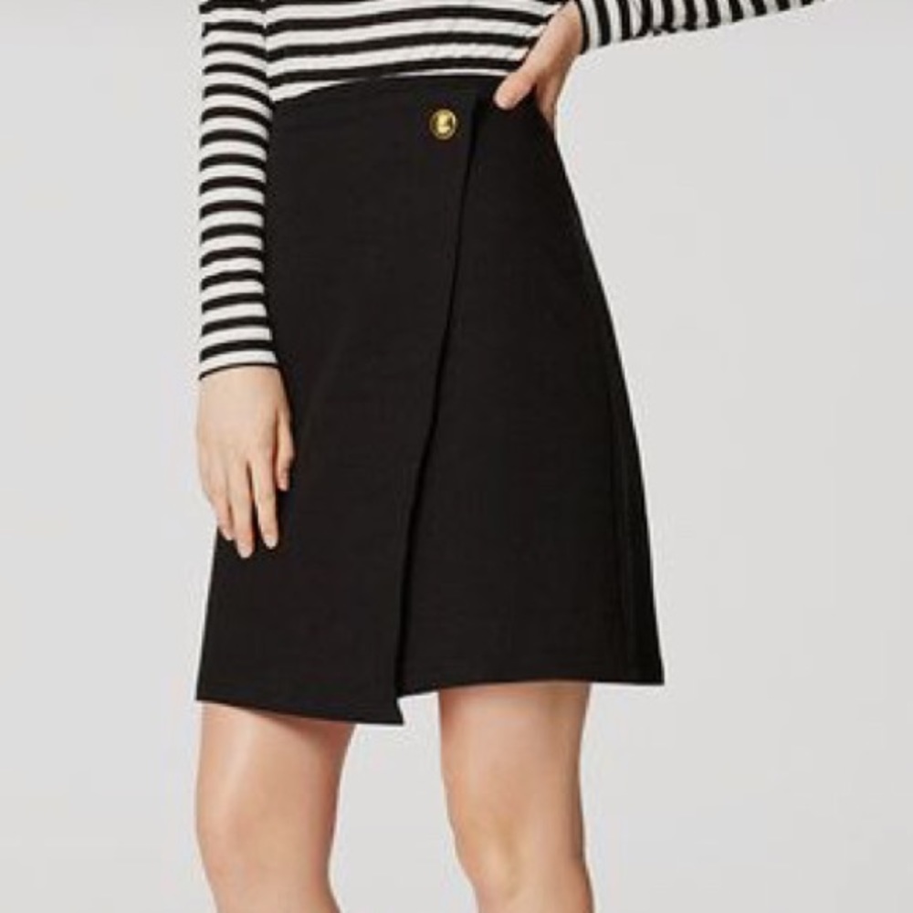Loft Black A-Line Wrap Skirt Size 6